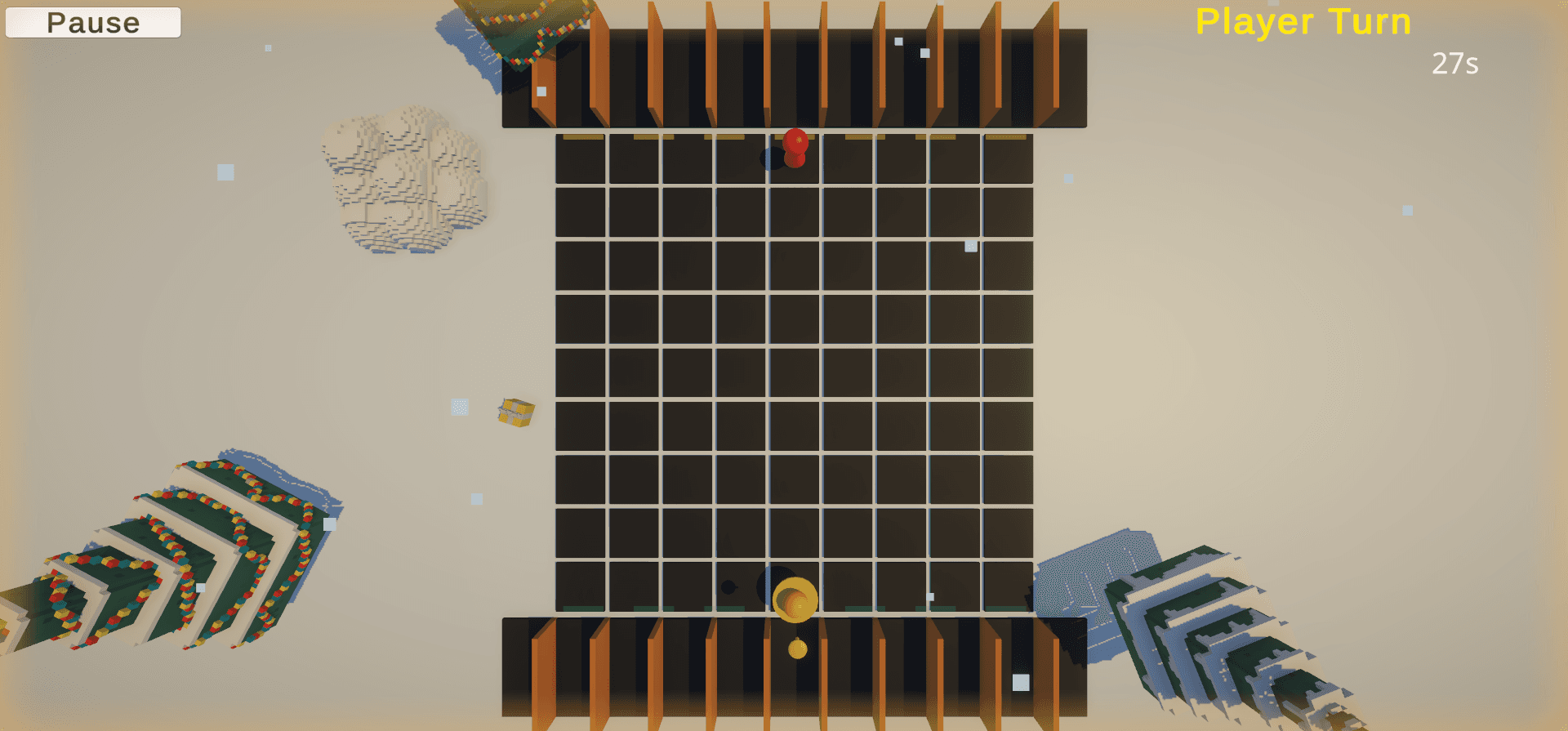 Corridor Duel board using a bright snowy Christmas theme.