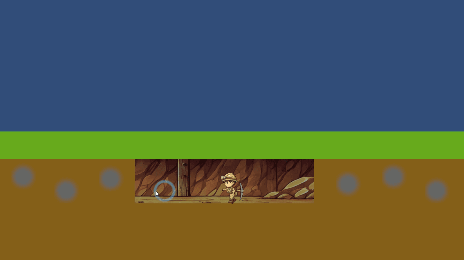 Crystal Miner character standing beside an excavated section of the mining area.